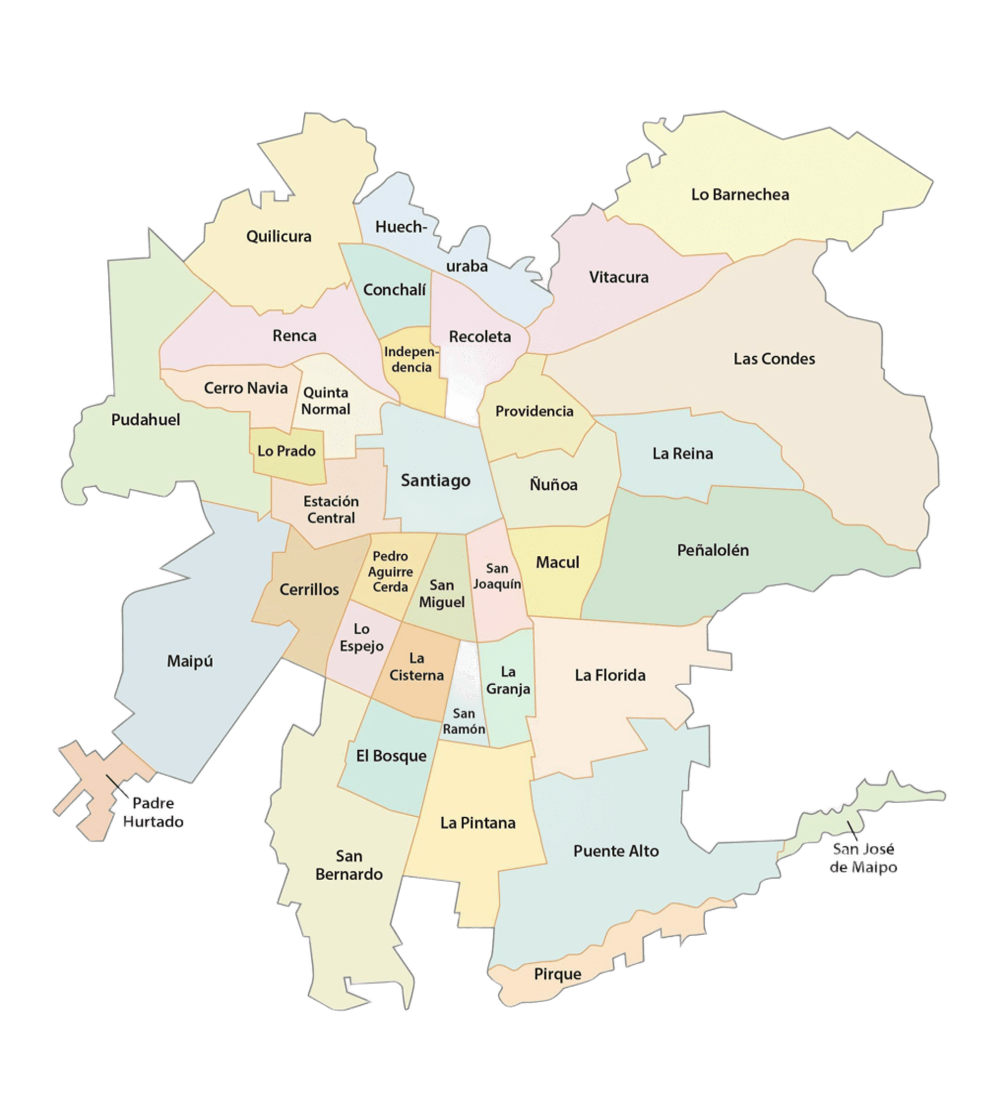 Mapa de comunas de Santiago